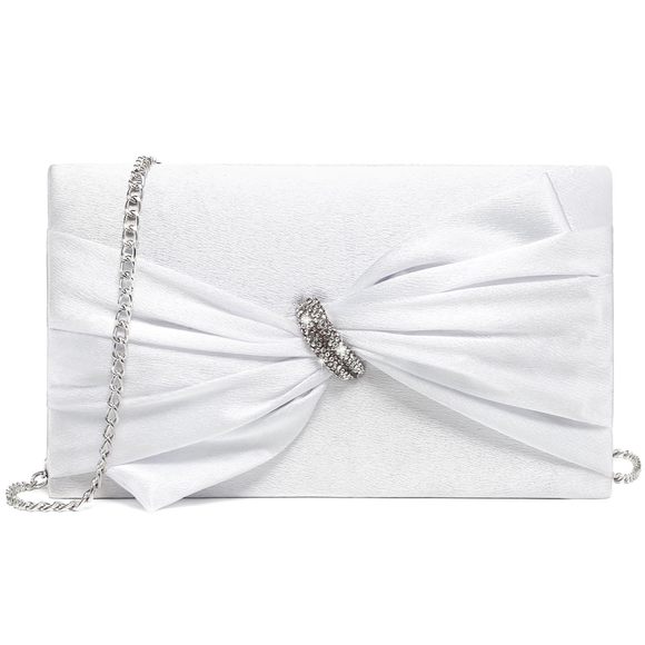 Elegant Satin Bow Flap Evening Bag Rhinestone Clutch Purse Handbag :D - Picture 1 of 6